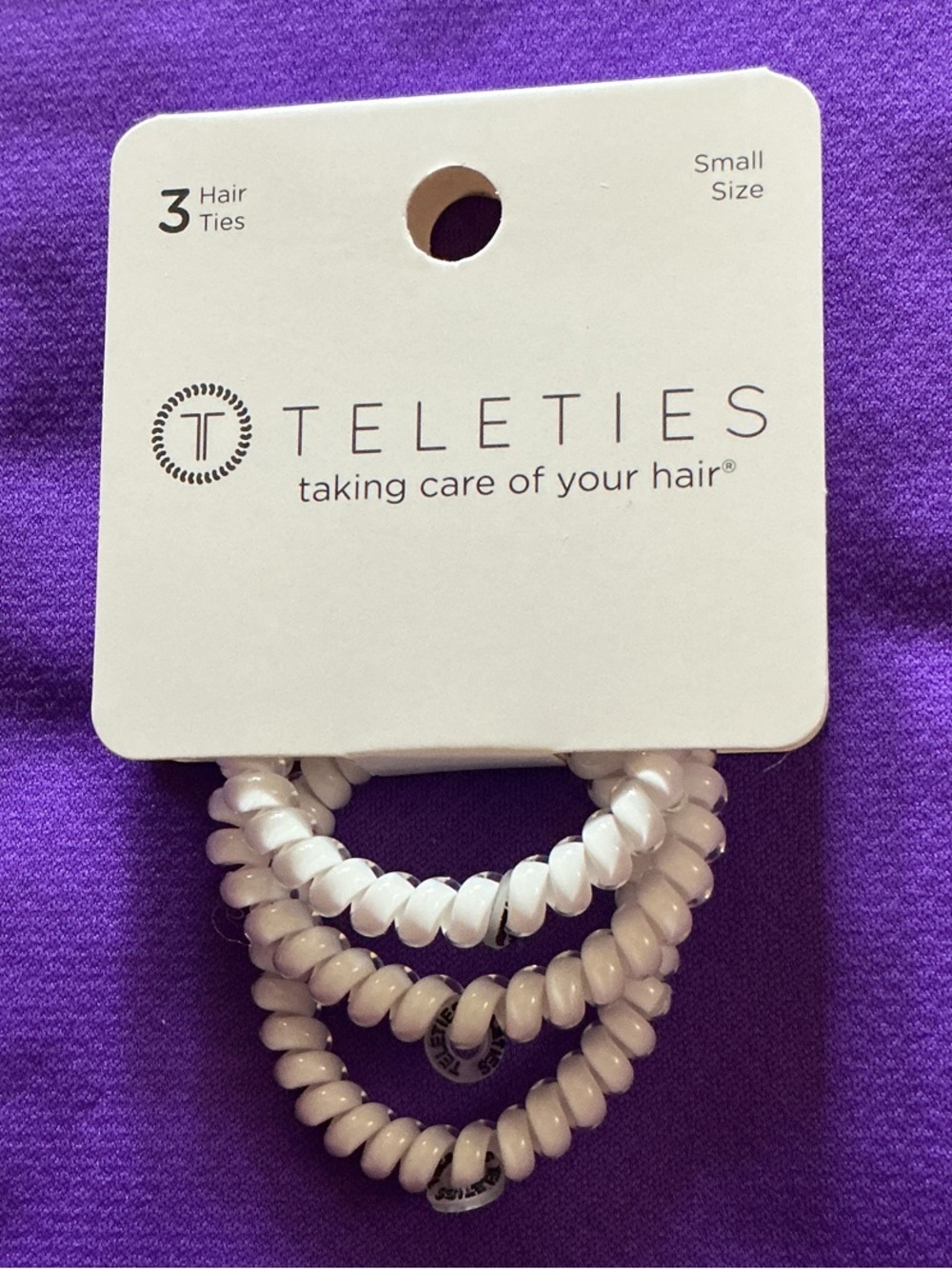 Teleties Small Spiral Hair Ties - Coconut White (3 Pack)